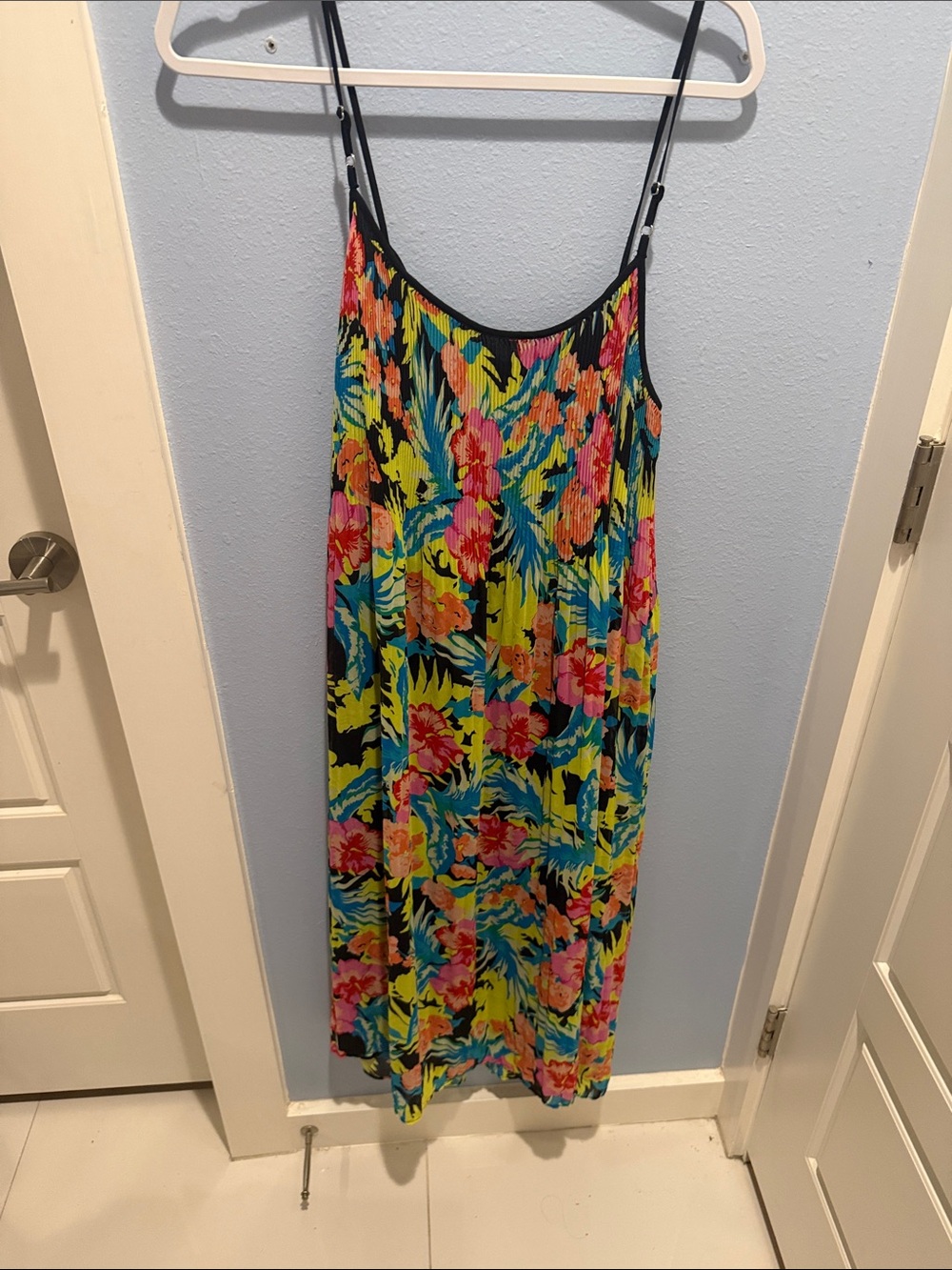 LOFT Tropical Floral Maxi Slip Dress in Black, Pink, Blue, Yellow
